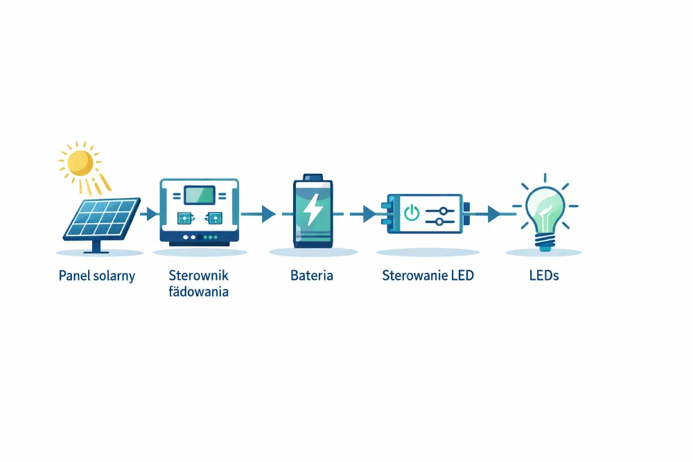 Panel, akumulátor a regulátor v systému solární hřbitovní lampy