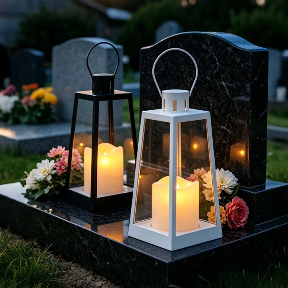 Černobílé kovové LED lucerny s trapézovým rámem